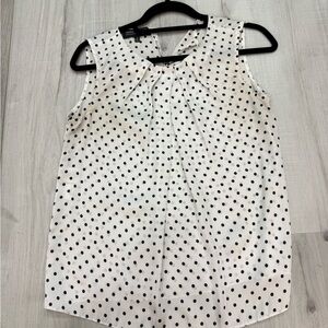 Polka Dot Sleeveless Blouse - White and Black